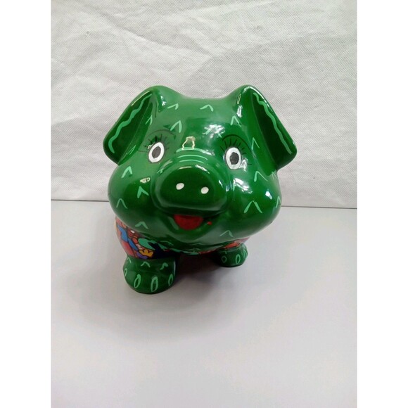 Mexican Piggy‎ Bank Hand Painted Vibrant colors 7X5X4 - Picture 4 of 10